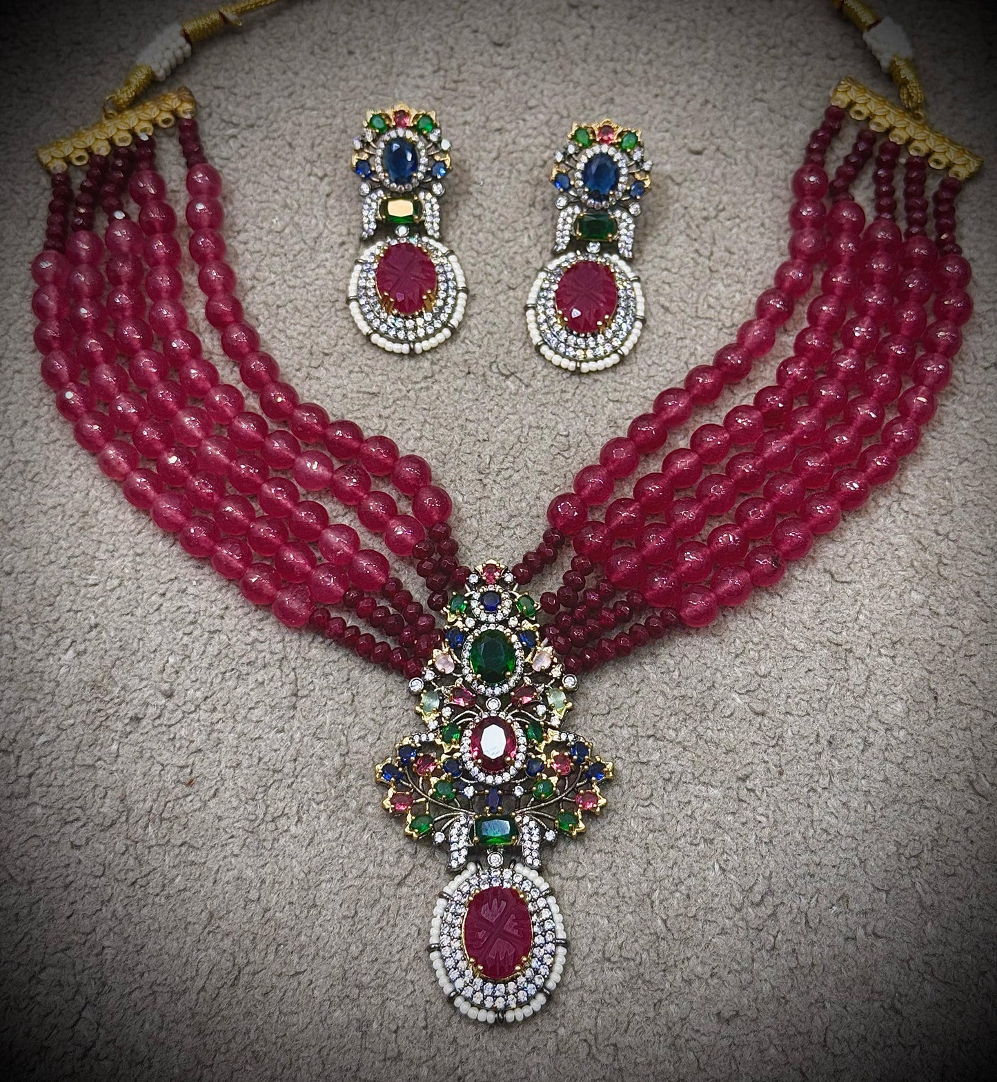 Ruby Beads Jewelry Set