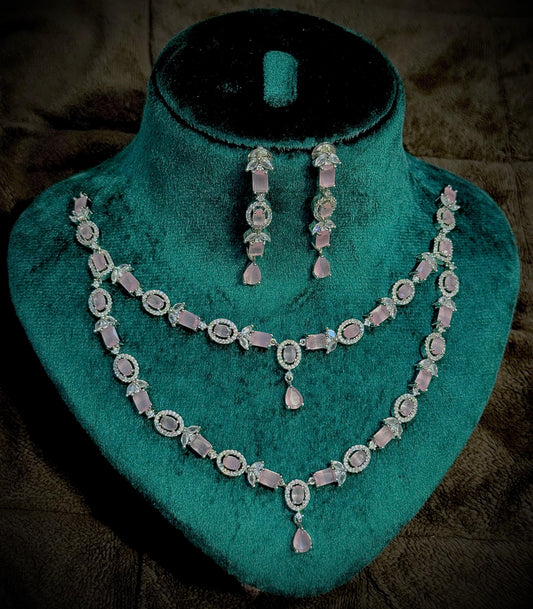 Rose Quartz Double Layer Jewelry Set